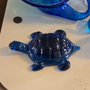 Blue Glass Turtle Figurine